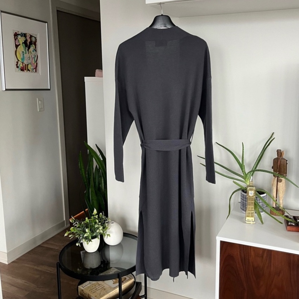 Aritzia Wilfred Wool Dark Gray Long Open Business Casual Cardigan/Sweater - Picture 6 of 9